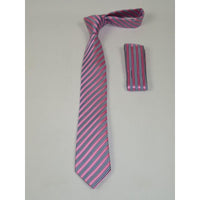 Men's Woven Tie Hankie Set J.Valintin Private Collection R28 Pink Stripe - J.Valintin Men's Wear Legend - 95572