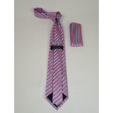 Men's Woven Tie Hankie Set J.Valintin Private Collection R43 Pink Stripe - J.Valintin Men's Wear Legend - 95557