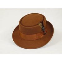 Mens Bruno Capelo Dress Hat Australian Wool Crushable Pork Pie Jazz PP106 Cognac