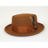 Mens Bruno Capelo Dress Hat Australian Wool Crushable Pork Pie Jazz PP106 Cognac