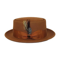 Mens Bruno Capelo Dress Hat Australian Wool Crushable Pork Pie Jazz PP106 Cognac