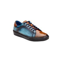 Belvedere Sneaker Stone Genuine Ostrich Soft Italian Calf Brandy Blue Y31