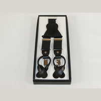 ELEGANT Suspenders Clip on and Button Option for Slacks or Suit Pants Black